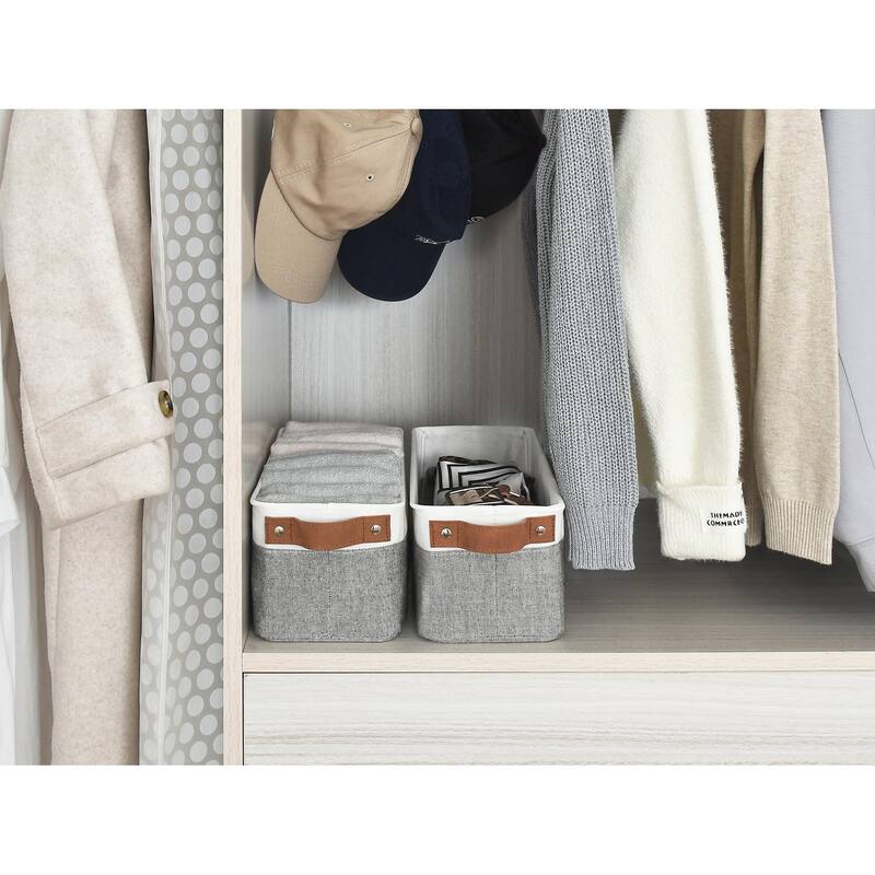 2-Pack Narrow Fabric Storage Bins, Small Basket for Closet and Shelves - 15"L x 6"W x 5"H