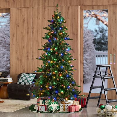 Glitzhome 6FT/7FT Multi-color Lighted Fir Christmas Tree with Remote Controller