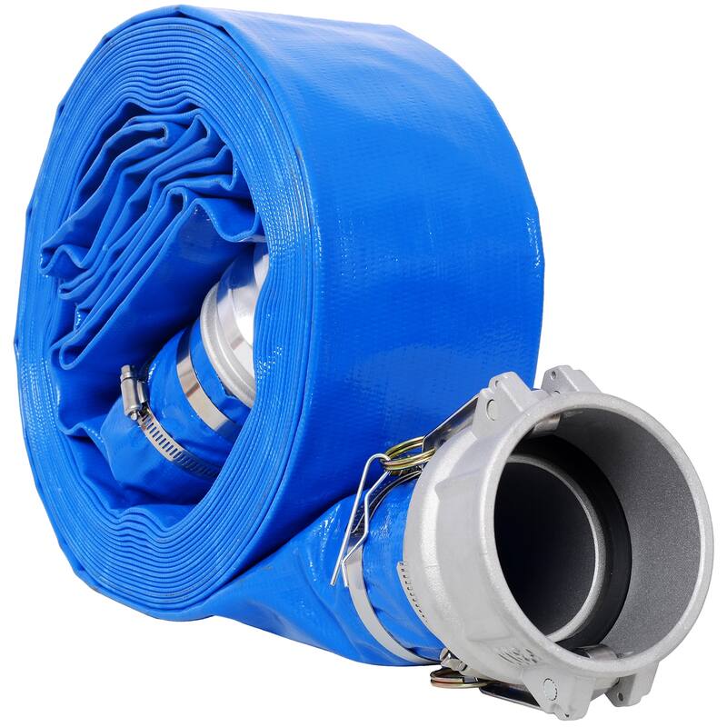 4x100FT Heavy Duty Pool Backwash Hose, PVC with Aluminum Camlock - Blue