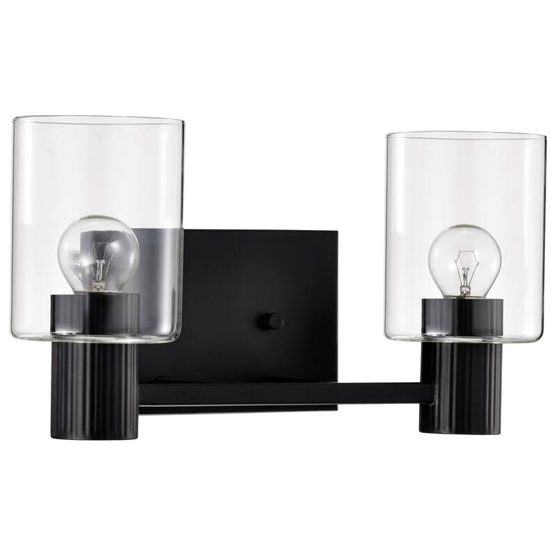 Clarksville 2 Light Vanity Matte Black with Clear Glass