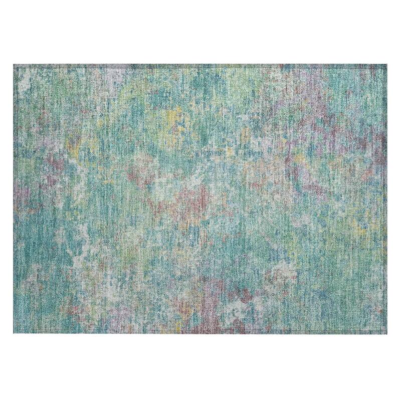 Machine Washable Indoor/Outdoor Abstract Watercolor Chantille Rug