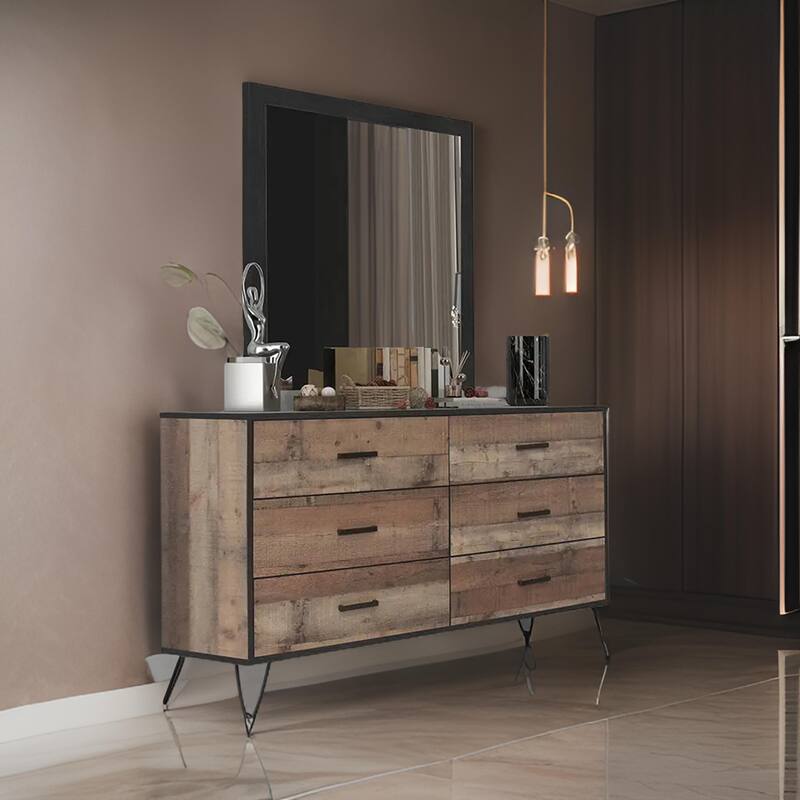 Lala 40 x 40 Inch Dresser Mirror, Modern Rectangular Shape, Black Finish