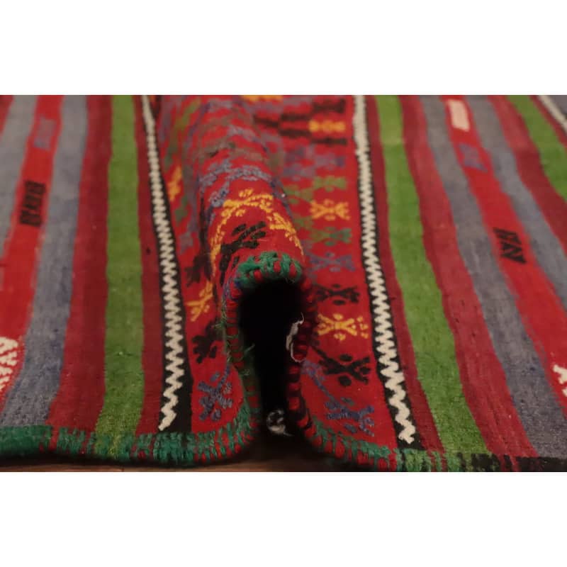 Hand Woven Oriental 100% Wool Carpet Southwestern Tribal Red Kilim Area Rug - 12' 0'' X 6' 5''