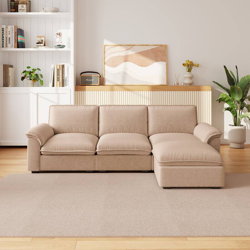 L-Shaped Computer Desk with 2 Cabinets and 2 Drawers, 11 Open Shelves and 1 Right Flip Shelf with Storage, with Power Outlet