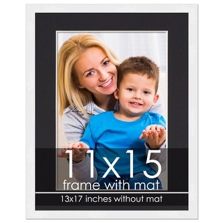 11x15 Frame with Mat - White 13x17 Frame Wood Made to Display Print or ...
