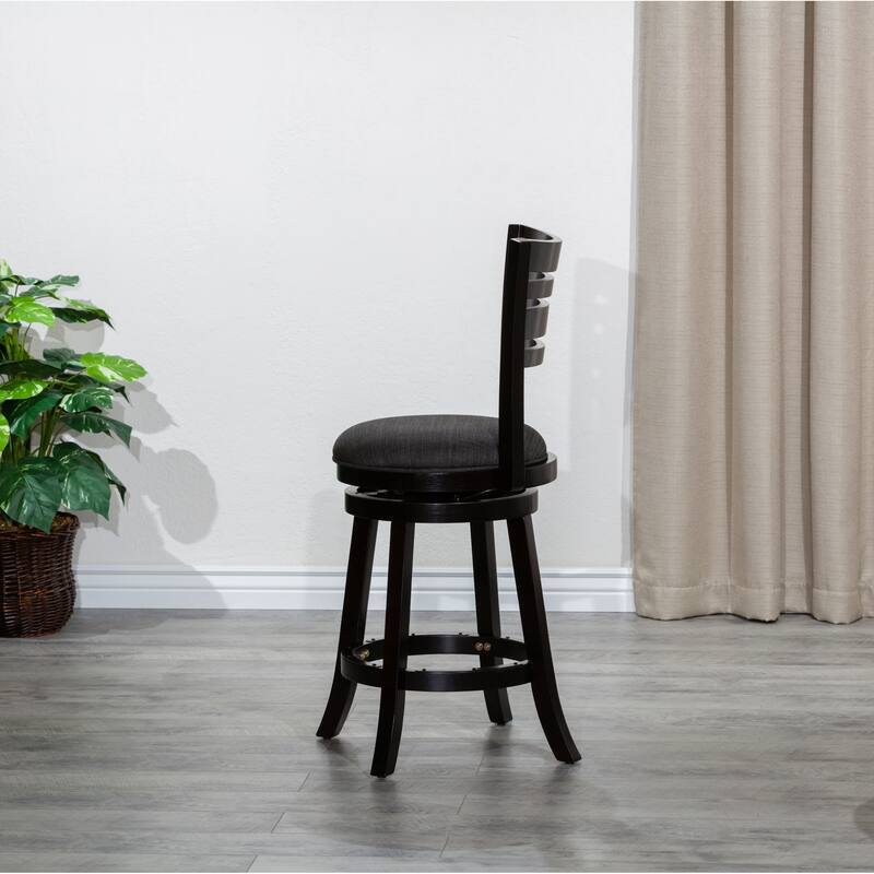 30" Bar Height Slat Back Swivel Stool