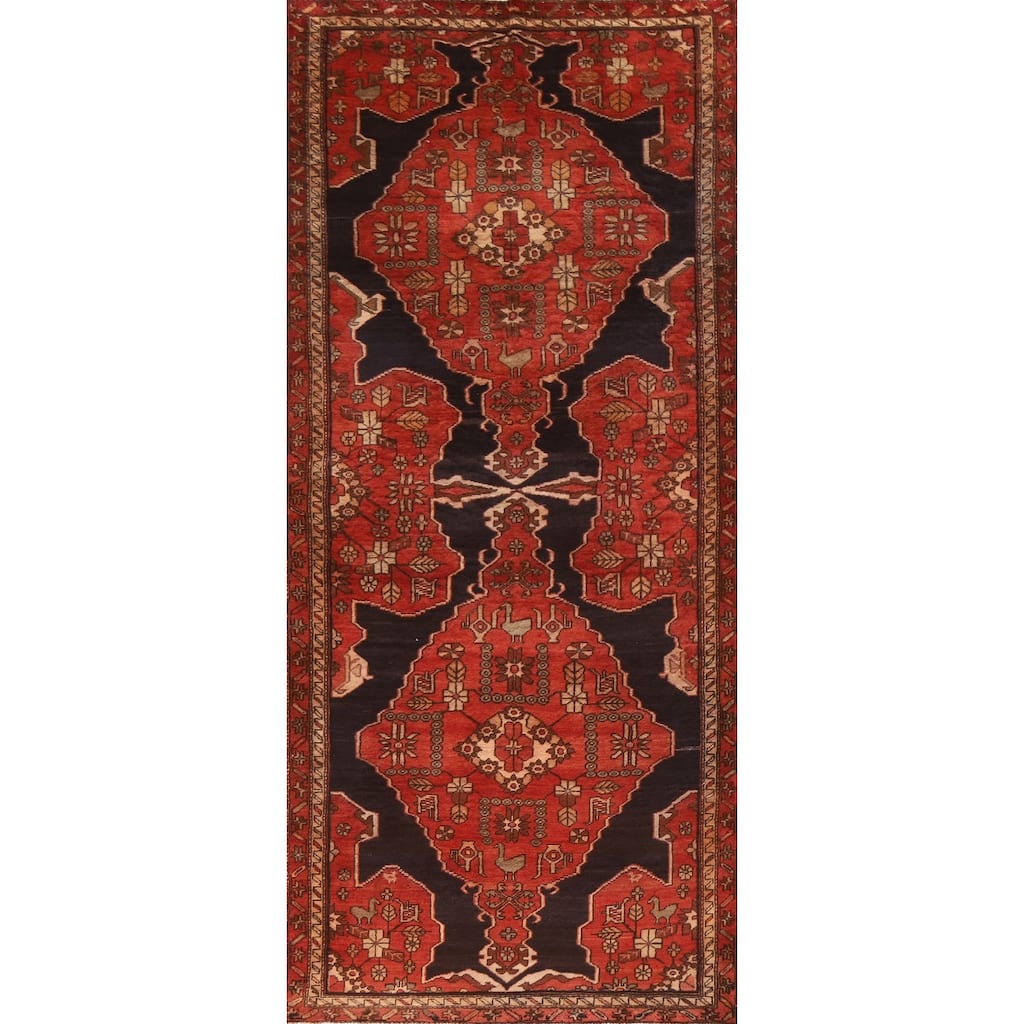 Tribal Ardebil Persian Vintage Runner Rug Handmade Wool Carpet - 4'5"x 11'2"