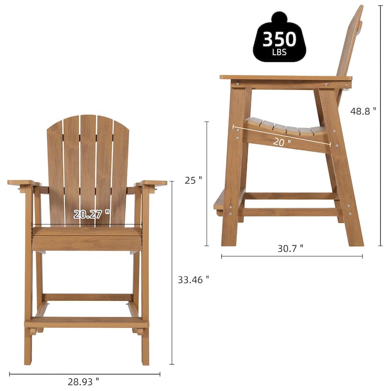 Moasis All Weather HIPS Outdoor Bar Height 49" Tall Adirondack Chair