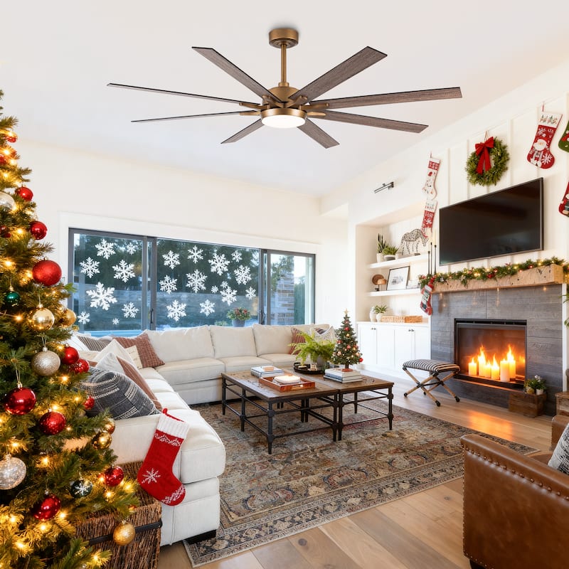 65-Inch Modern Reversible Dimmable Large Ceiling Fan with Light and Remote