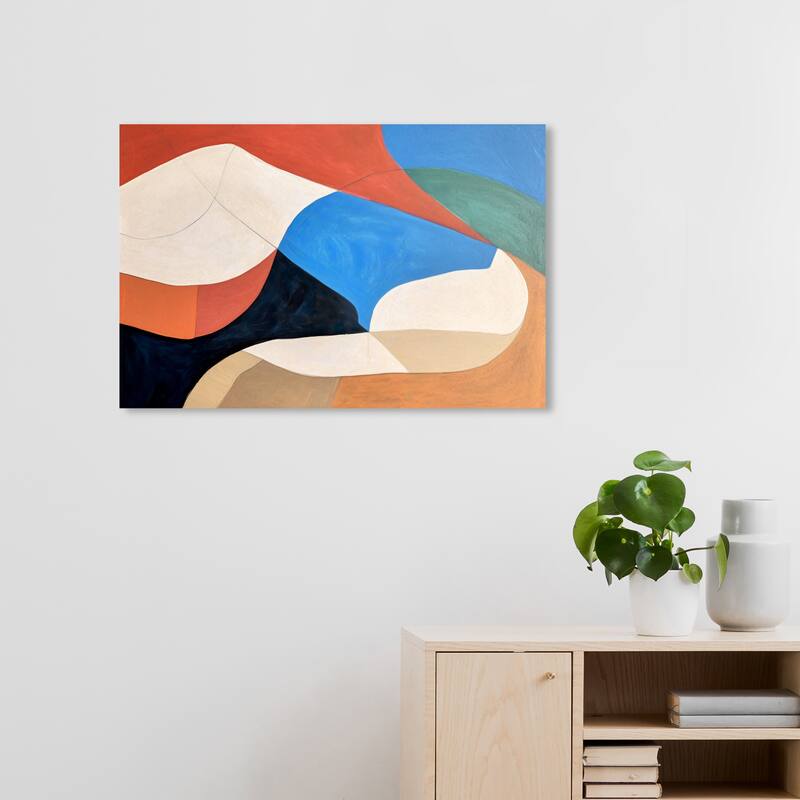 Wynwood Studio Canvas Abstract Lake in the Dunes Blue and Dark Orange Modern & Contemporary Wall Art Canvas Print - 30 x 20