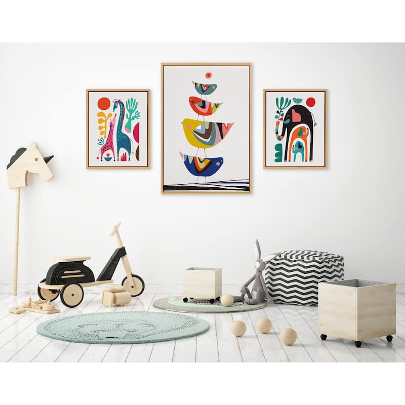 Kate and Laurel Sylvie Animals Canvas Art Set by Rachel Lee