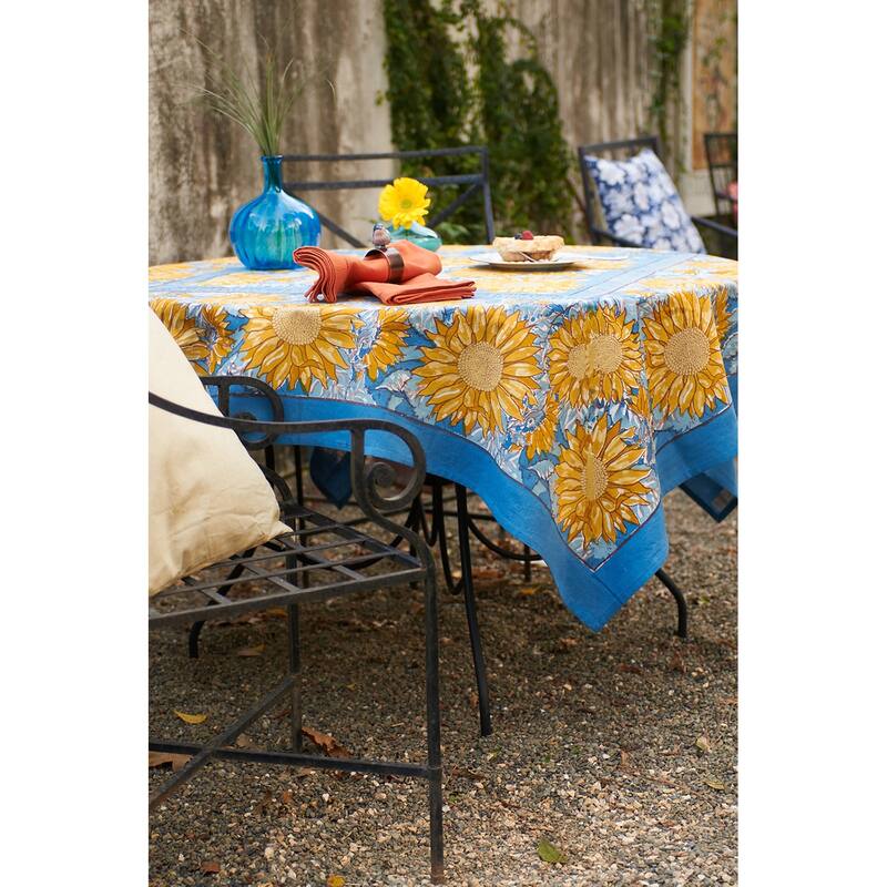 Couleur Nature Sunflower Tablecloth - Yellow/Blue