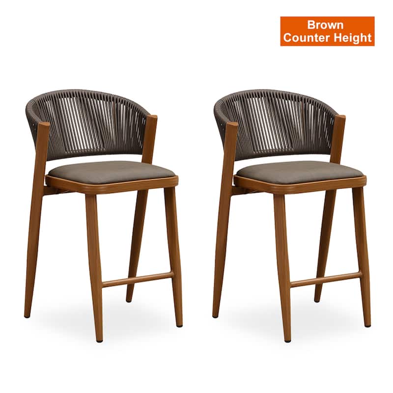 PURPLE LEAF Outdoor Dining Chairs Set of 2 Patio Bar Hight Stools with Cushion