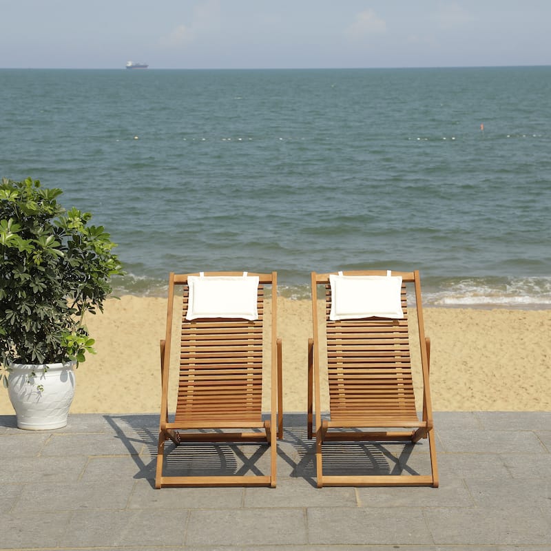 SAFAVIEH Outdoor Makena Relax Chair with Pillow (Set of 2) - 24W x 39D x 38H