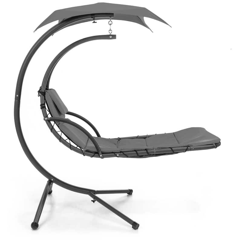 Polyester Hammock Chair Porch Swing with Canopy and Cushion - 73"(L) × 46"(W) × 78"(H)