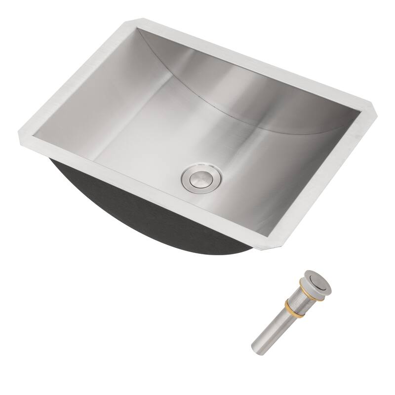 Kichae Stainless Steel Bathroom Sink Undermount - 18"x13" Bathroom Vanity Sink Stainless Steel Rectangle with Pop Up Drain