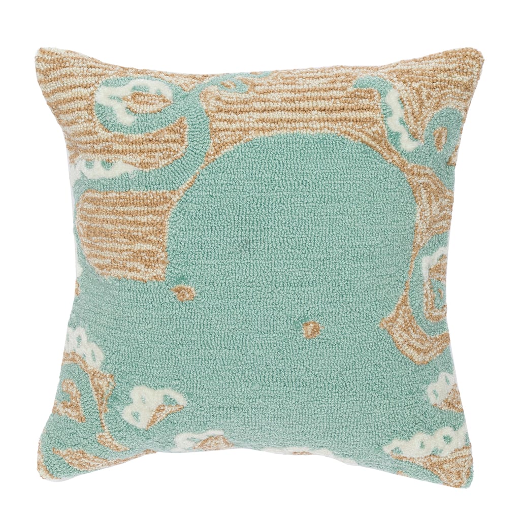 Liora Manne Frontporch Octopus Indoor/Outdoor Pillow Aqua 18" Square