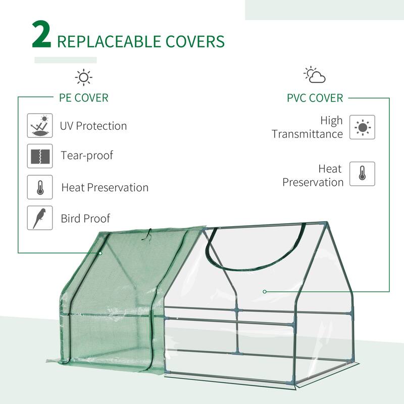 Outsunny 6x3-foot Portable Garden Greenhouse Hot House with 2 Covers - 70.75" L x 35.5" W x 35.5" H