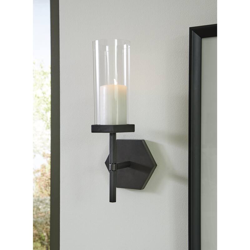 Signature Design by Ashley Teelston Black/Clear Wall Sconce - 6.89"W x 6.77"D x 17.72"H