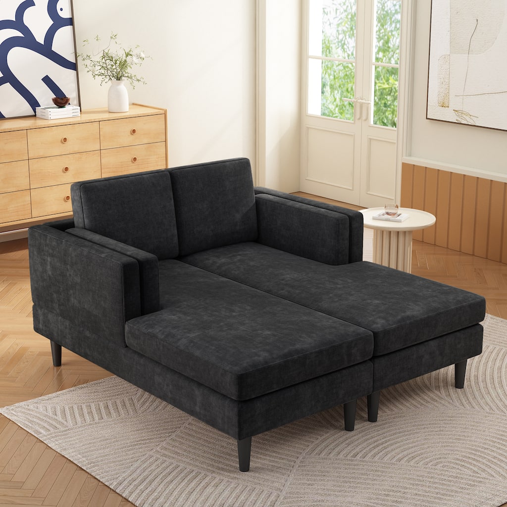 Christopher Knight Home - Alora Modern Upholstered Chaise Lounge Sofa Bed with Dual-Layer Armrests and Flexible Layout Design