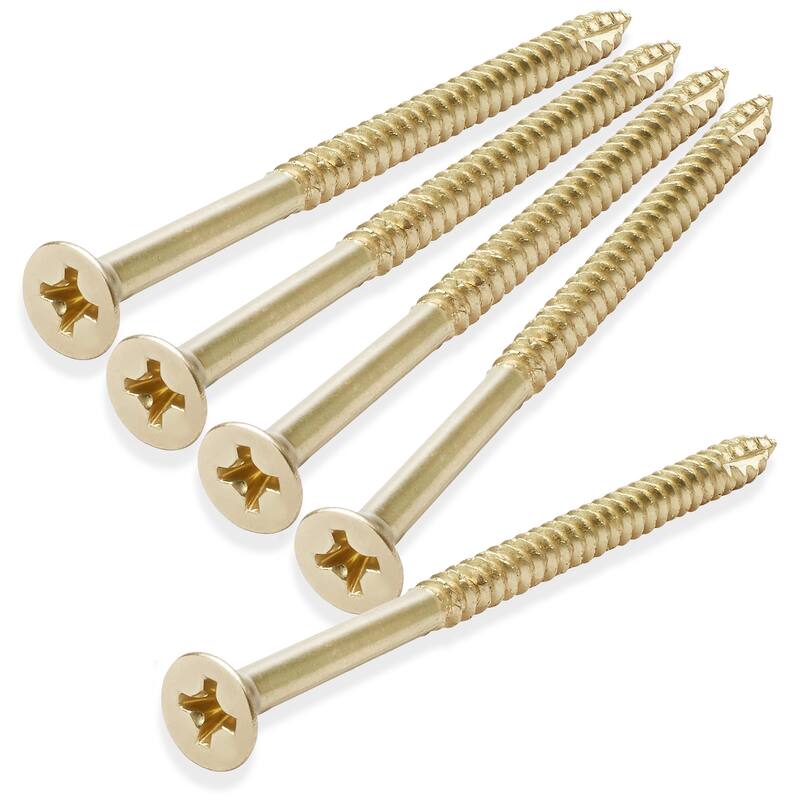 Wood Screws 9 x 3in for Door Hinges 25 pack - Bright Brass