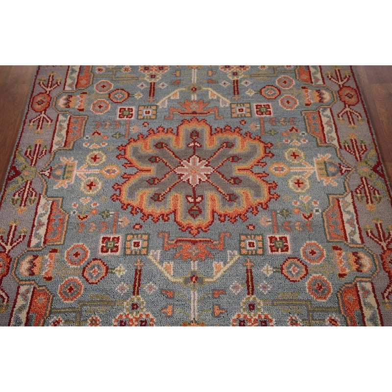 Geometric Kazak Indian Area Rug Hand-Knotted Wool Carpet - 4'0"x 5'9"