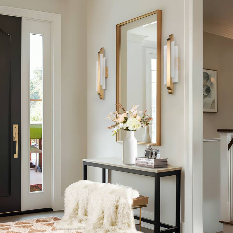 Modern 1-Light LED Gold Geometric Wall Sconce for Porch Hallway Outdoor Corridor - W6.3"*D3.1"*H23.6"