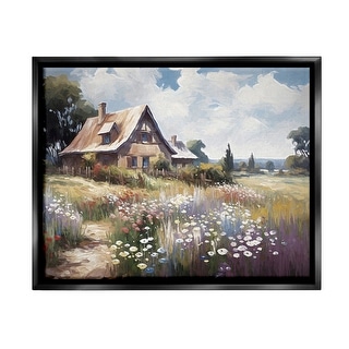 Stupell Charming Cottage Garden Framed Floater Canvas Wall Art Design ...