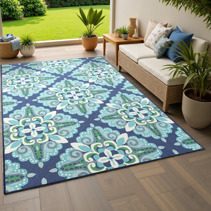 Style Haven Martinque Medallion Indoor Outdoor Area Rug- - 8' 6" x 13' - Rectangle