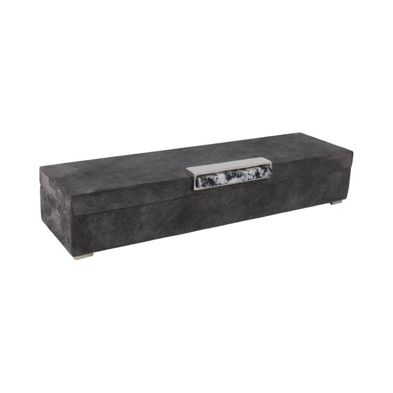 Casual Home Keepsake Box with Sculptural Hardware and Lid - 18", Gray - 18.0"