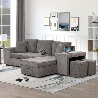 Sectional with pull out and storage discount