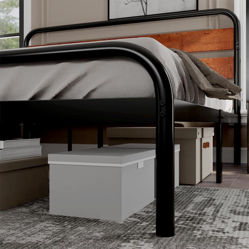 Bed Frame with Wood Headboard