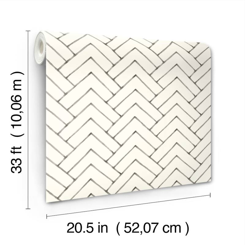 Chesapeake Oswin Black Tiered Herringbone Wallpaper