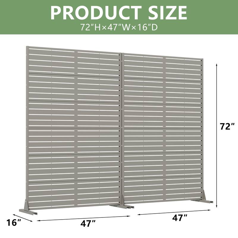 Outdoor Privacy Screen with Stand for Patio Garden Metal Fence Set of 2