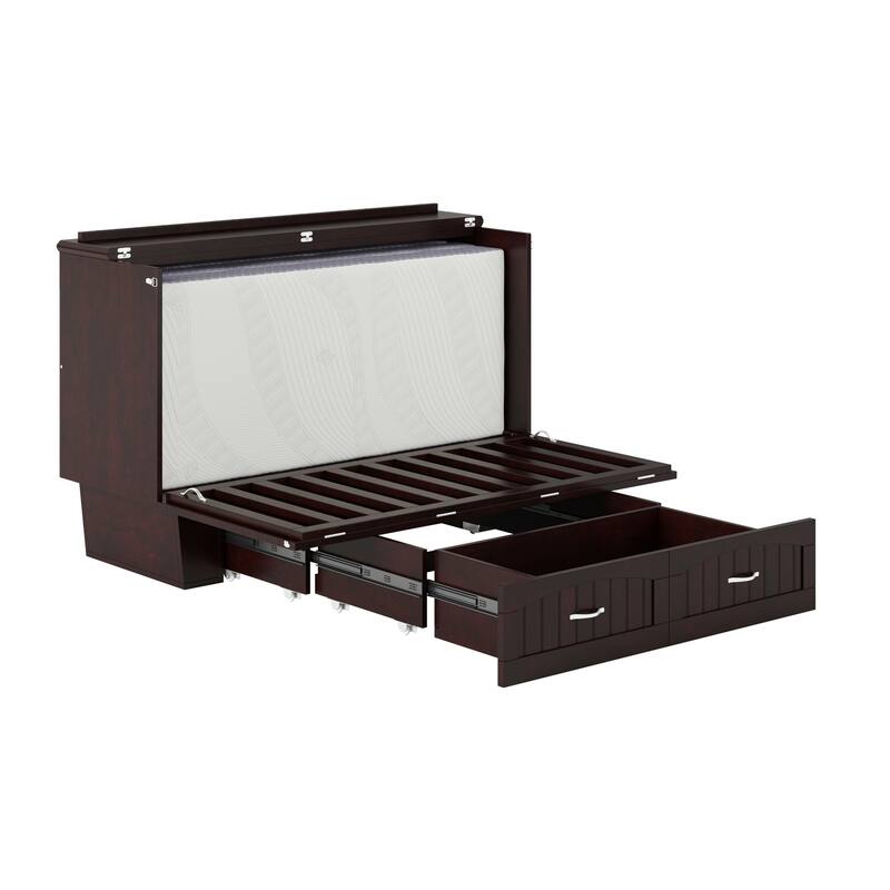 Nantucket Murphy Bed Chest with Mattress and Built-in Charging Station