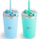 preview thumbnail 9 of 7, PopYum 13oz Insulated Stainless Steel Kids' Cups, 2-Pack Blue and Green