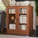 preview thumbnail 52 of 166, 100% Solid Wood 3-shelf Bookcase with Optional Doors by Palace Imports Clear Glass Doors - Mocha
