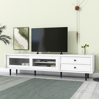 Slanted Console Merax Slanted Drawers Media Console for TVs Up to 75