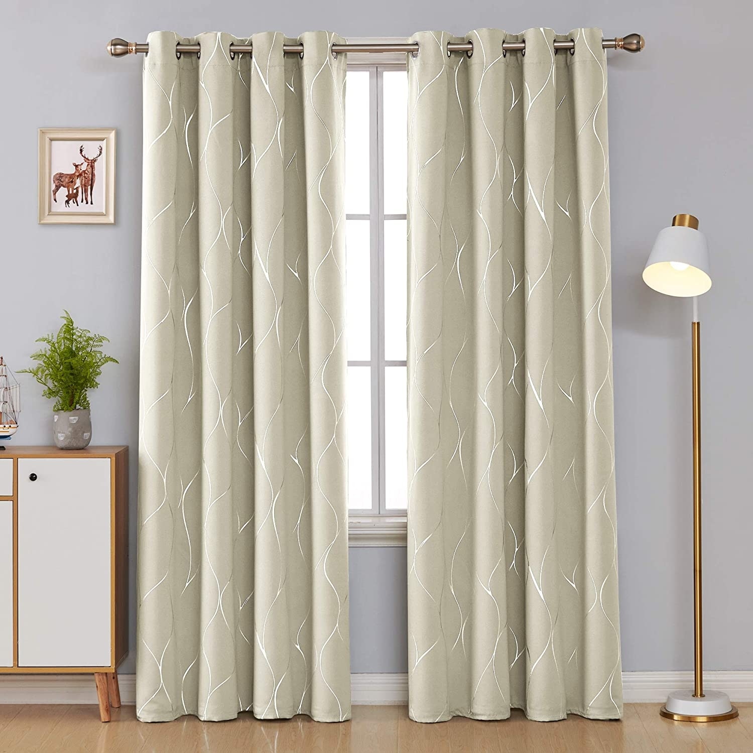 Deconovo Silver Line 52 Width Curtain Panel Pair (2 Panel)