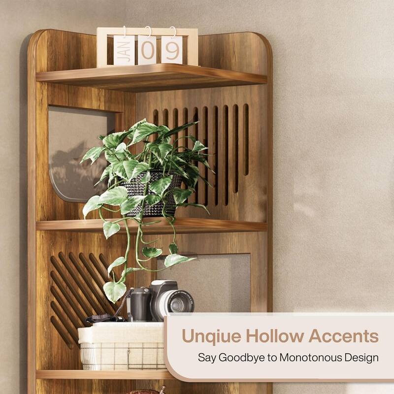 71 Inches 6-Tier Tall Corner Shelf, Corner Bookcase for Living Room