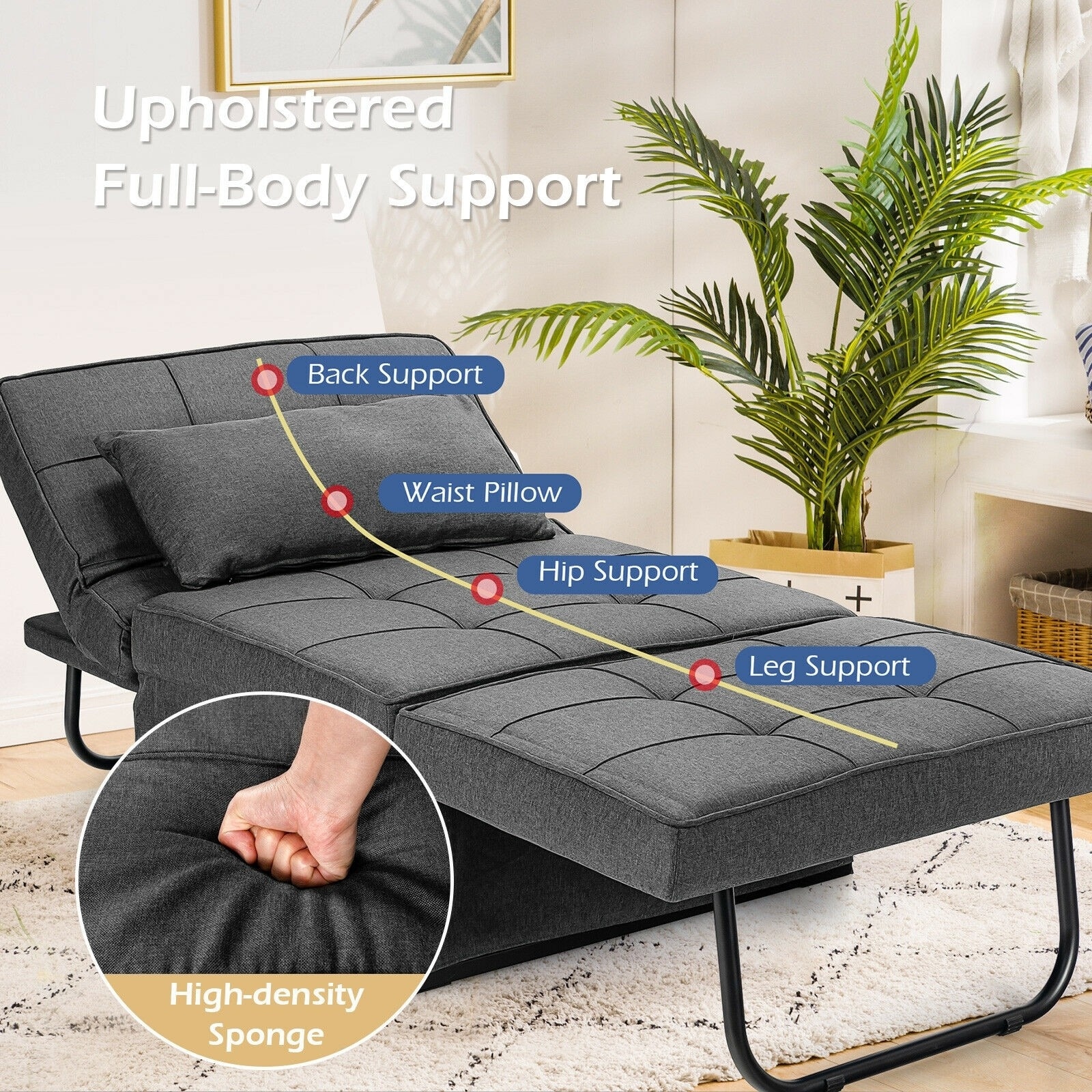 Sofa Bed 4 in 1 Multi Function Convertible Sleeper Folding footstool 66