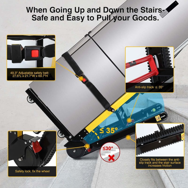 Electric Stair Climbing Dolly Electric Stair Climbing Hand Trucks 441-880lb Capacity