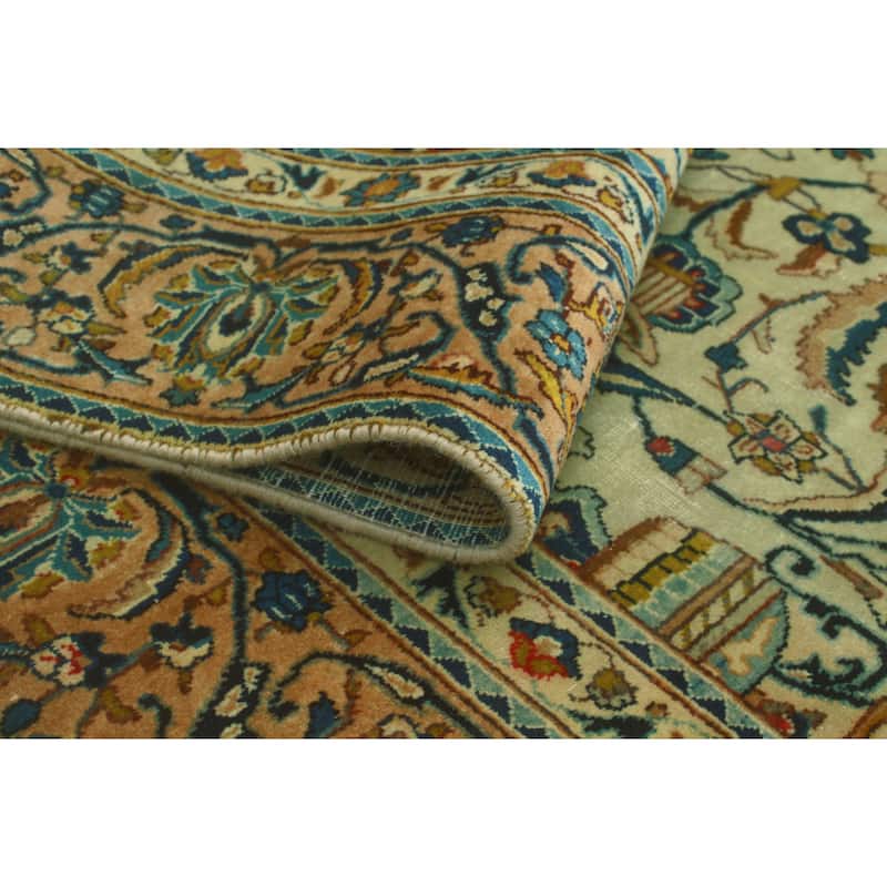 Semi Antique Tabriz Micaela Lt. Green/Navy Rug - 6'0" x 9'8"