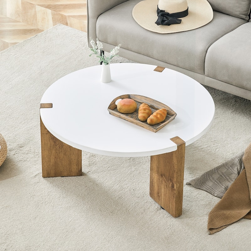Minimalist Circular MDF Coffee Table with Stable Structure and Embedded Design