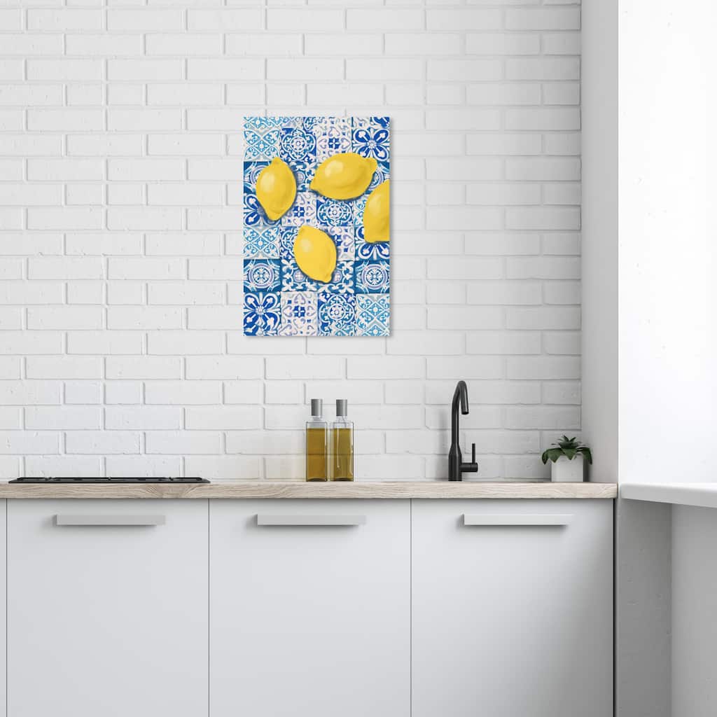 Wynwood Studio Canvas Food and Cuisine Lemons and Blues Yellow and Modern & Contemporary Wall Art Canvas Print