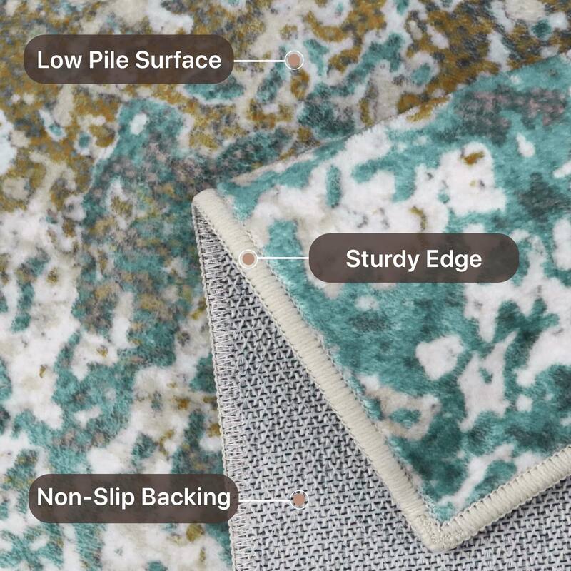 Mcow Abstract Taupe Collection Machine-Washable Non-Slip Area Rug - 8' x 10'