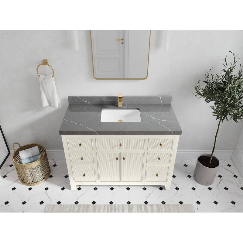 Willow Collections 48 in W x 22 in D Sonoma Free Standing Reeded Single Sink Bathroom Vanity with Countertop