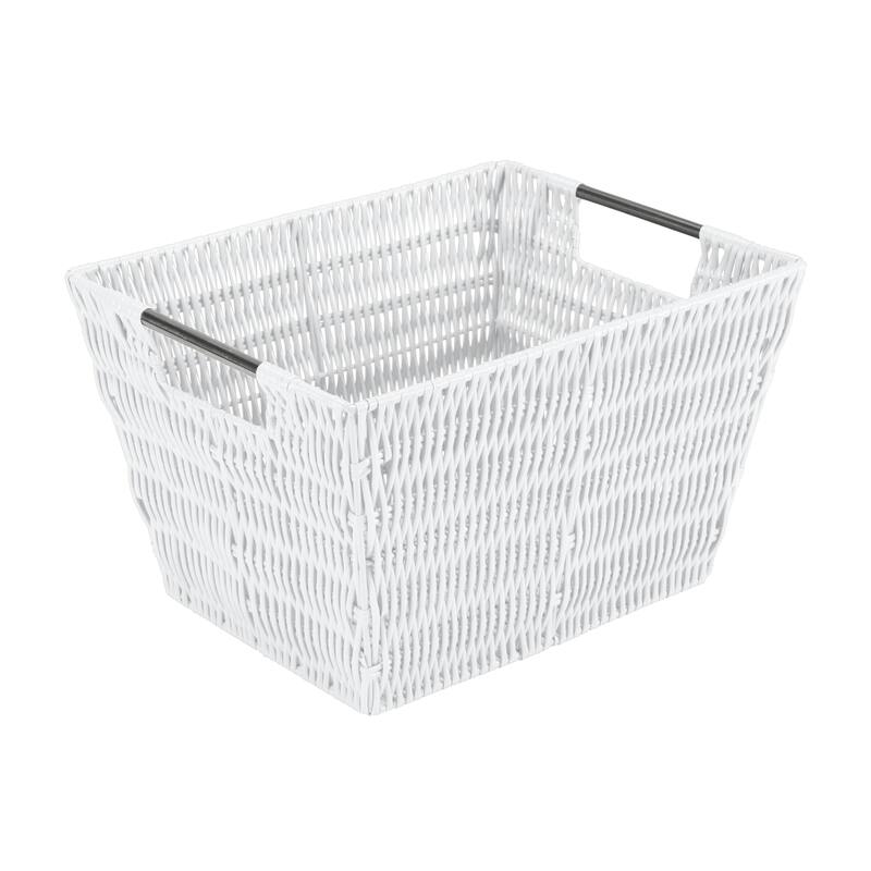 Simplify Medium Rattan Storage Tote Basket in Charcoal