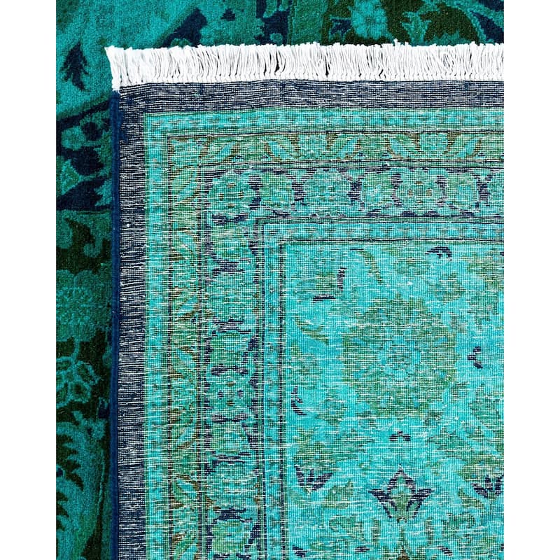Fine Vibrance, One-of-a-Kind Hand-Knotted Area Rug - Green, 9' 2" x 12' 3" - 9' 2" x 12' 3"