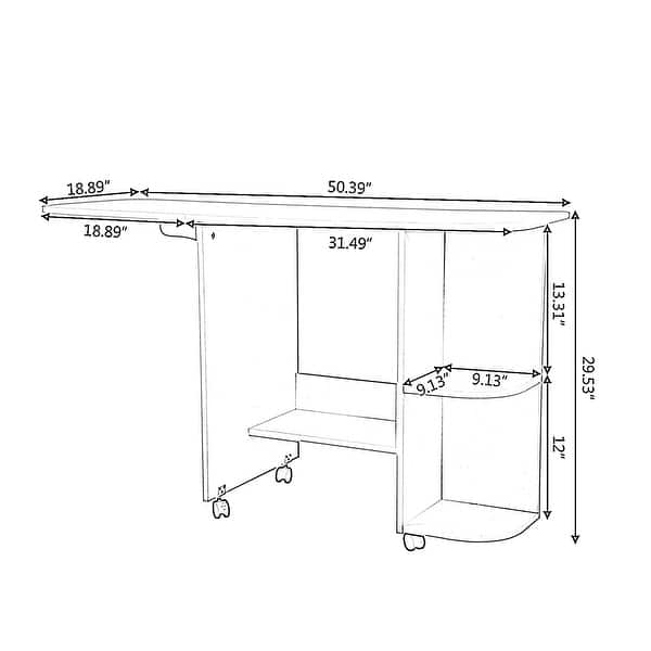 Modern Wood Folding Sewing Table Shelves Storage Craft Cart